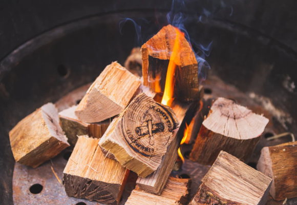 burning of hickory wood for smoking