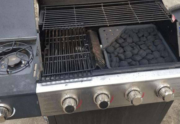 use of charcoal tray in-gas-grill