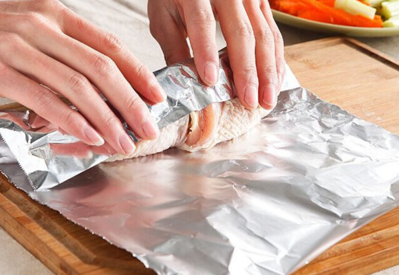 wrap the chicken in foil paper